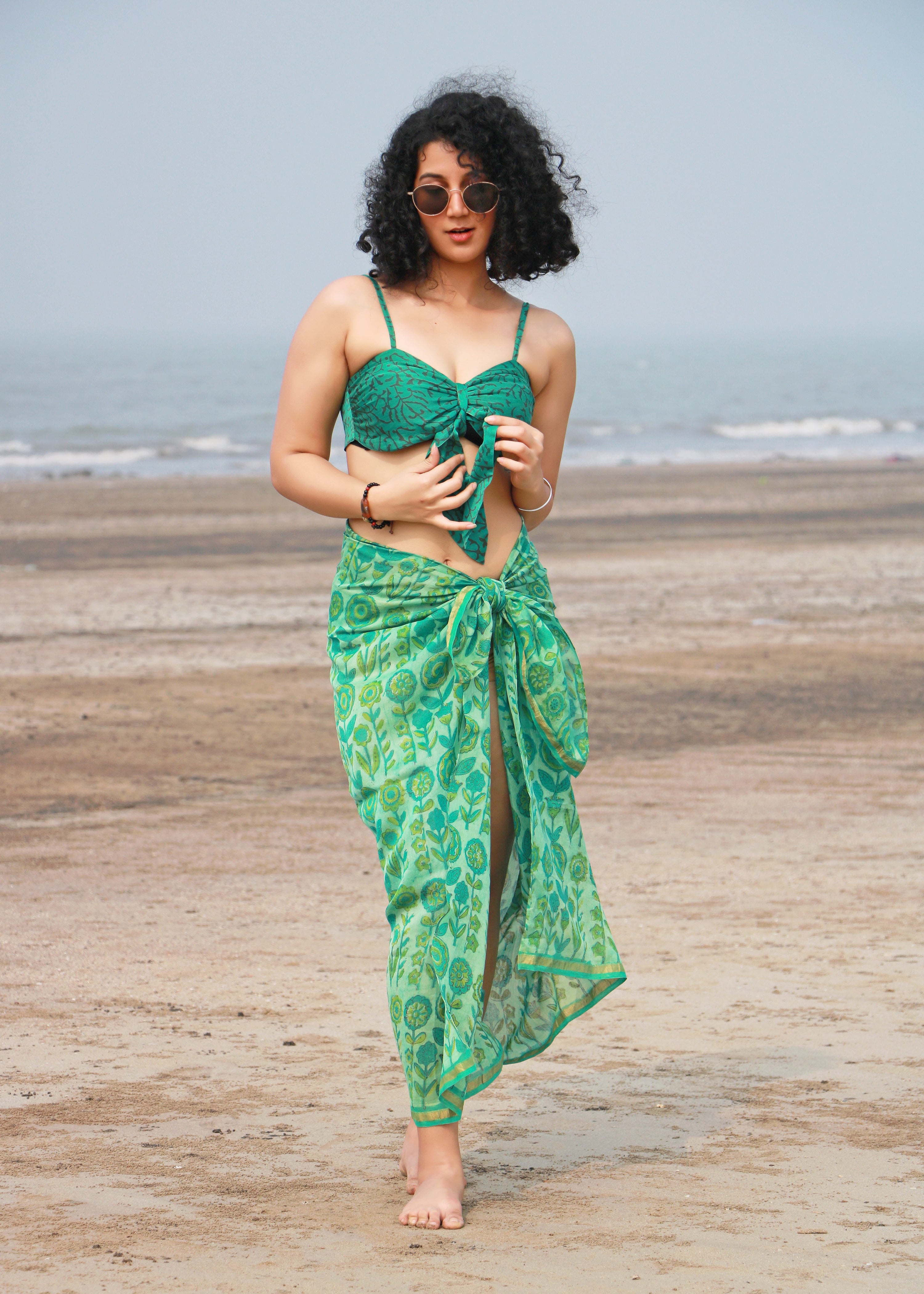 Zefir Ajrakh Silk Bra Top & Sarong