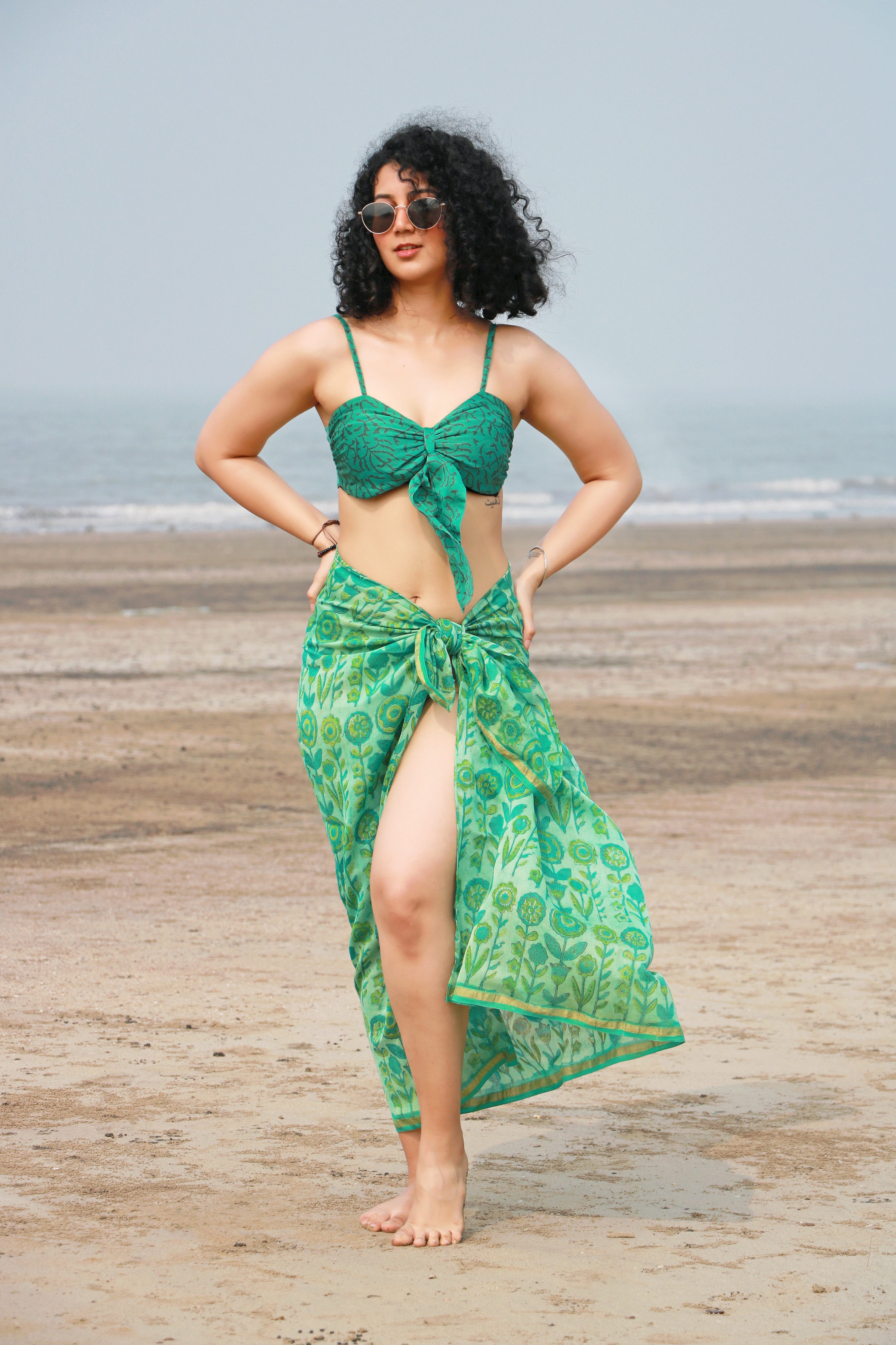 Zefir Ajrakh Silk Bra Top & Sarong
