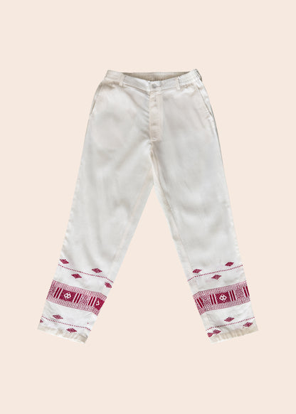 Cotton &amp; Eri Silk Jacquard Pants