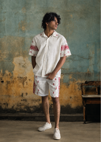 Cotton &amp; Eri Silk Jacquard Shirt
