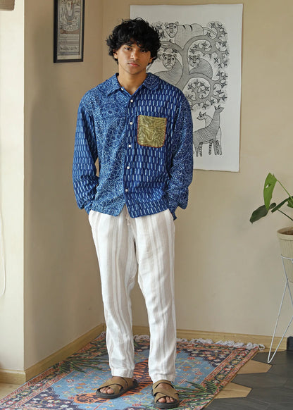 Ambar Indigo Khadi Shirt