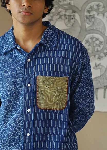 Ambar Indigo Khadi Shirt