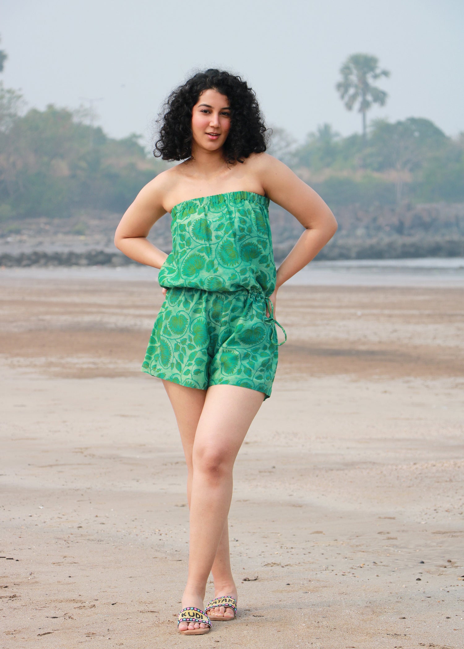 Ziya Ajrakh Chanderi Silk Playsuit