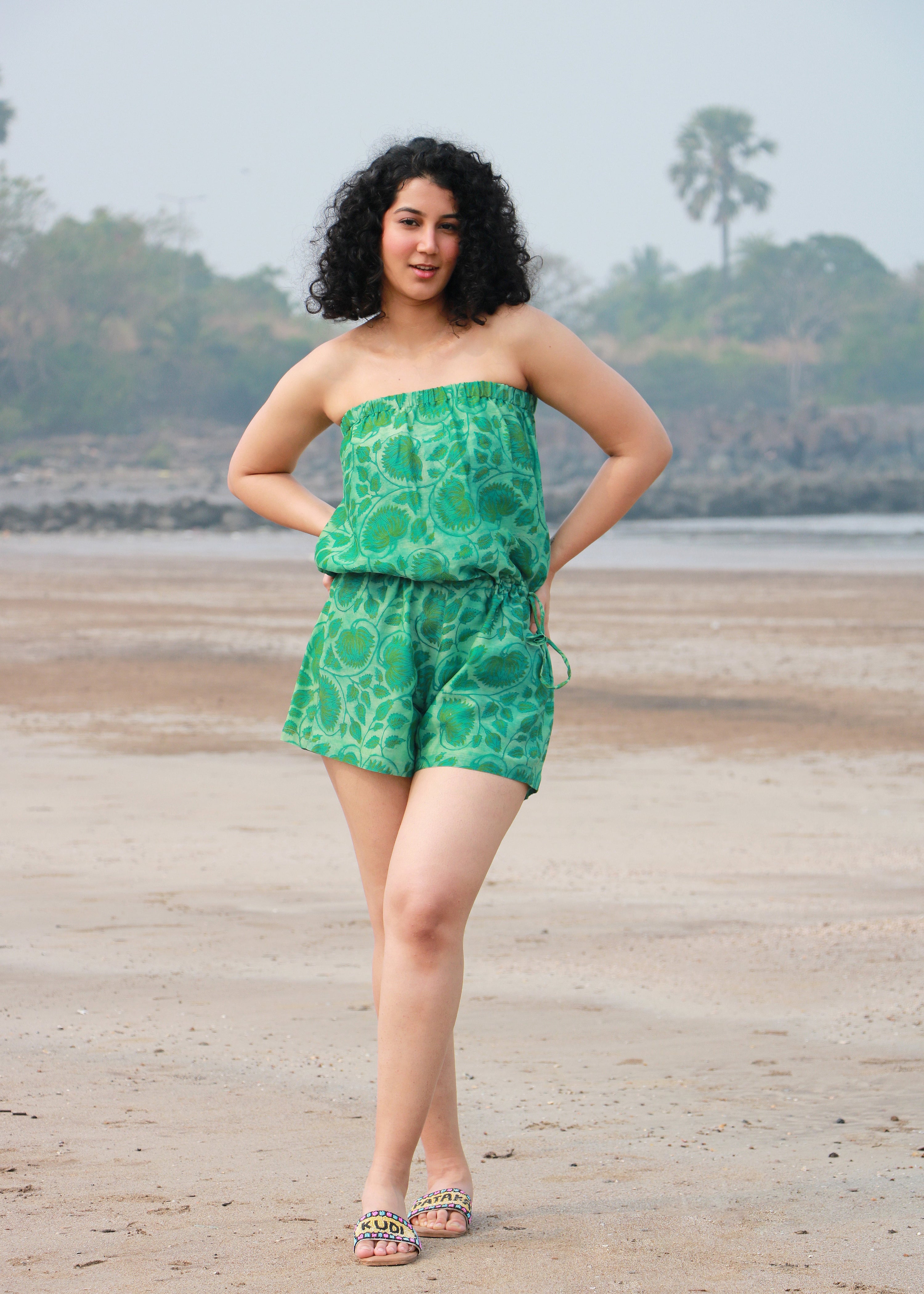Ziya Ajrakh Chanderi Silk Playsuit