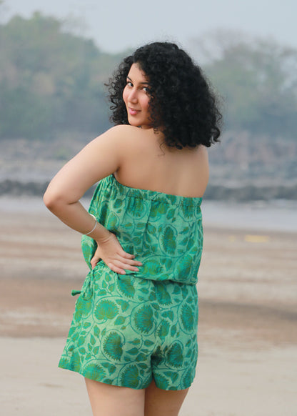 Ziya Ajrakh Chanderi Silk Playsuit