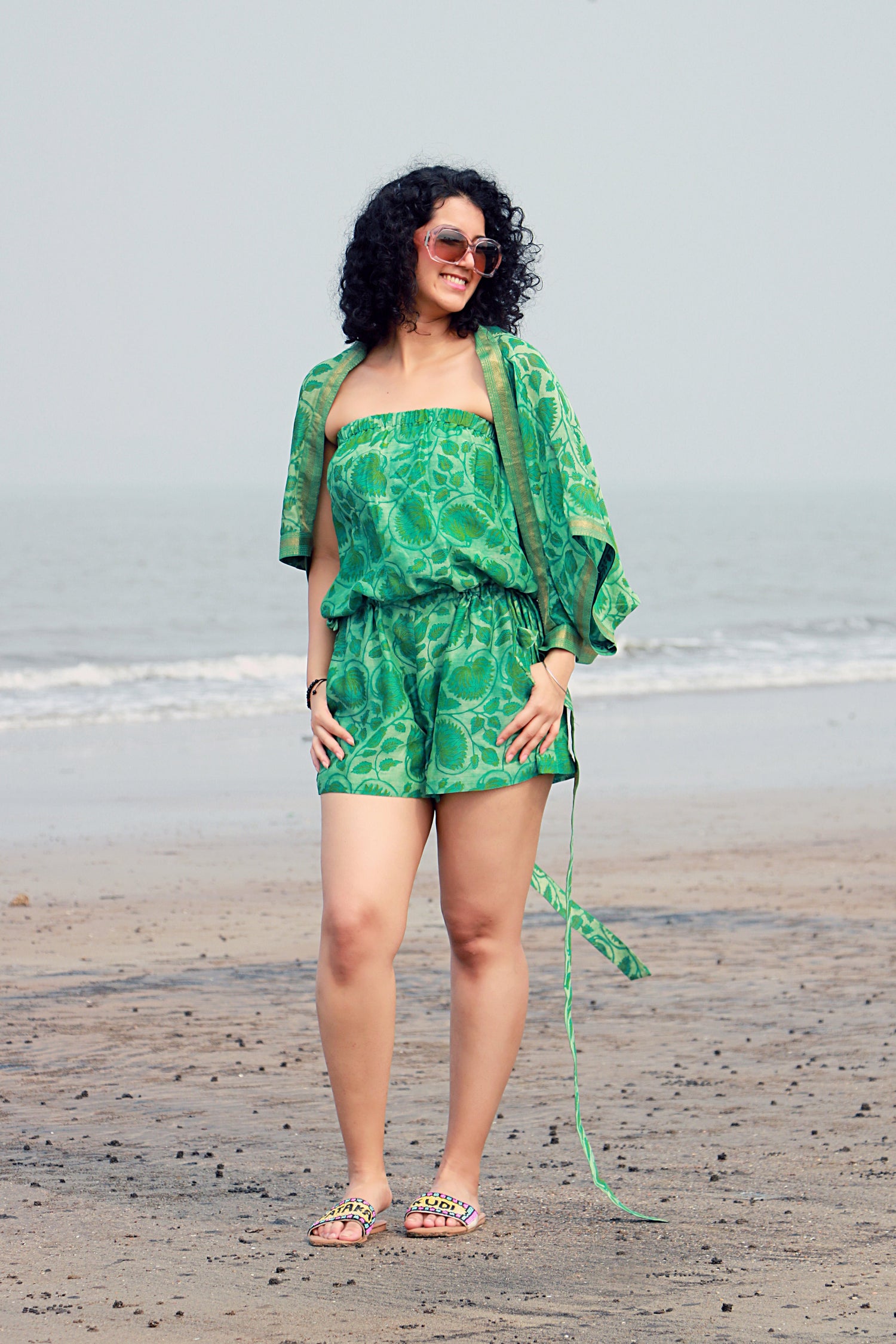 Ziya Ajrakh Chanderi Silk Playsuit