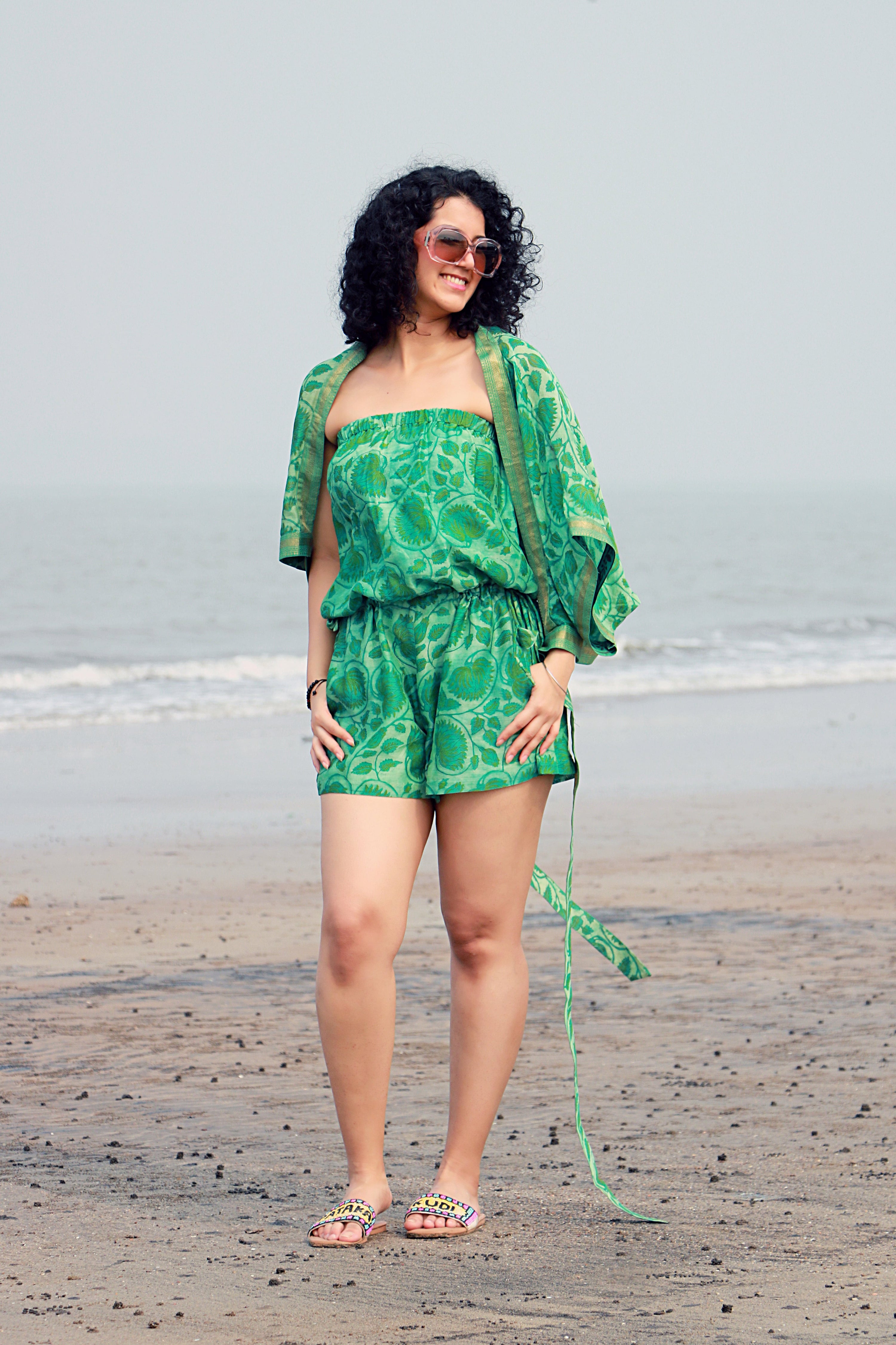 Ziya Ajrakh Chanderi Silk Playsuit