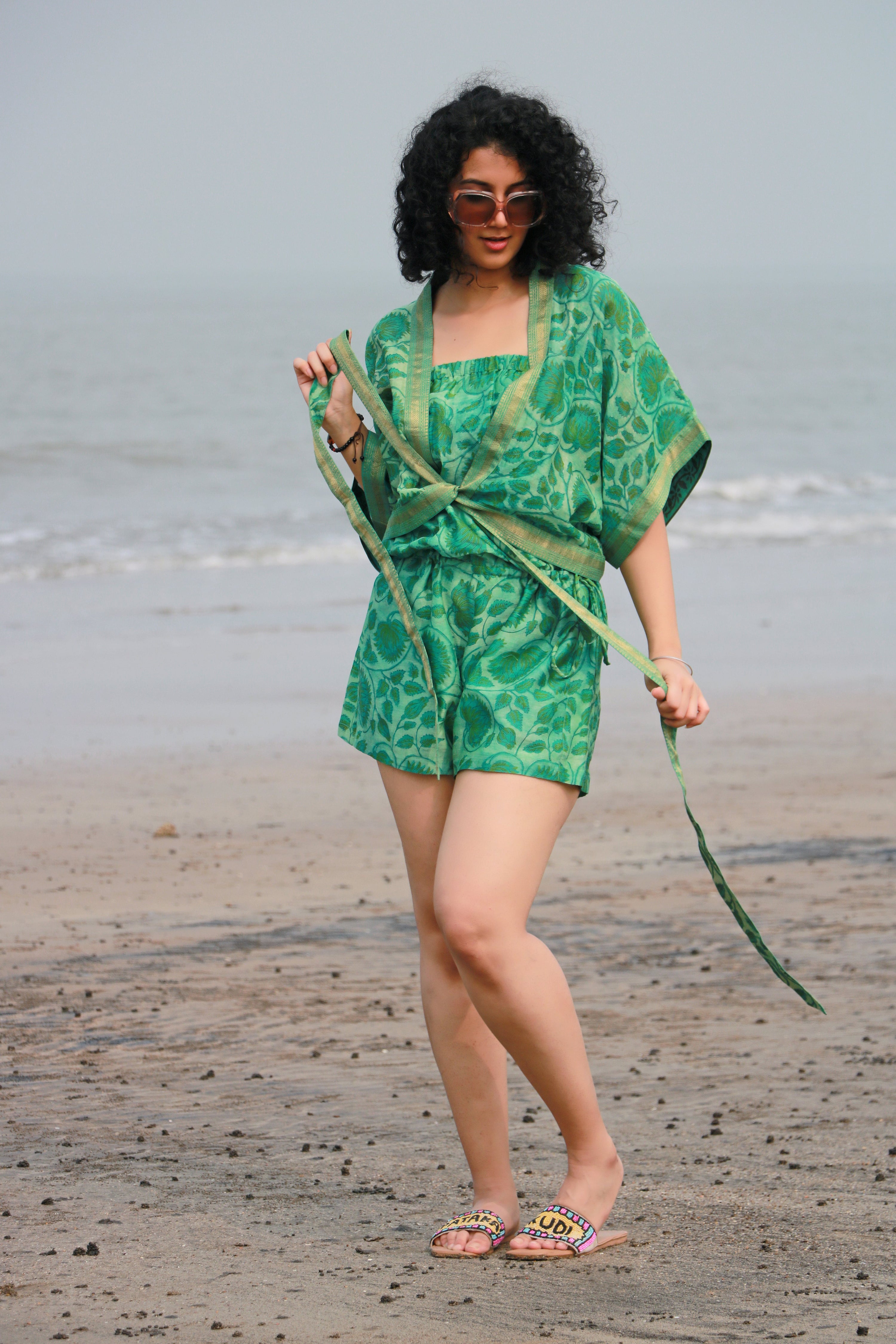 Ziya Ajrakh Chanderi Silk Playsuit