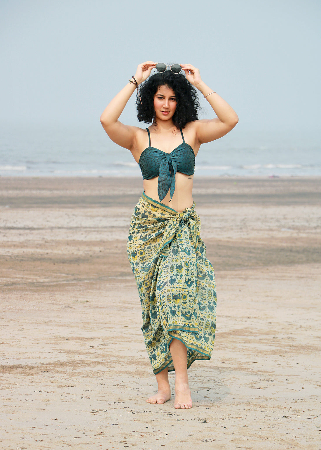 Zareen Ajrakh Silk Bra Top &amp; Sarong