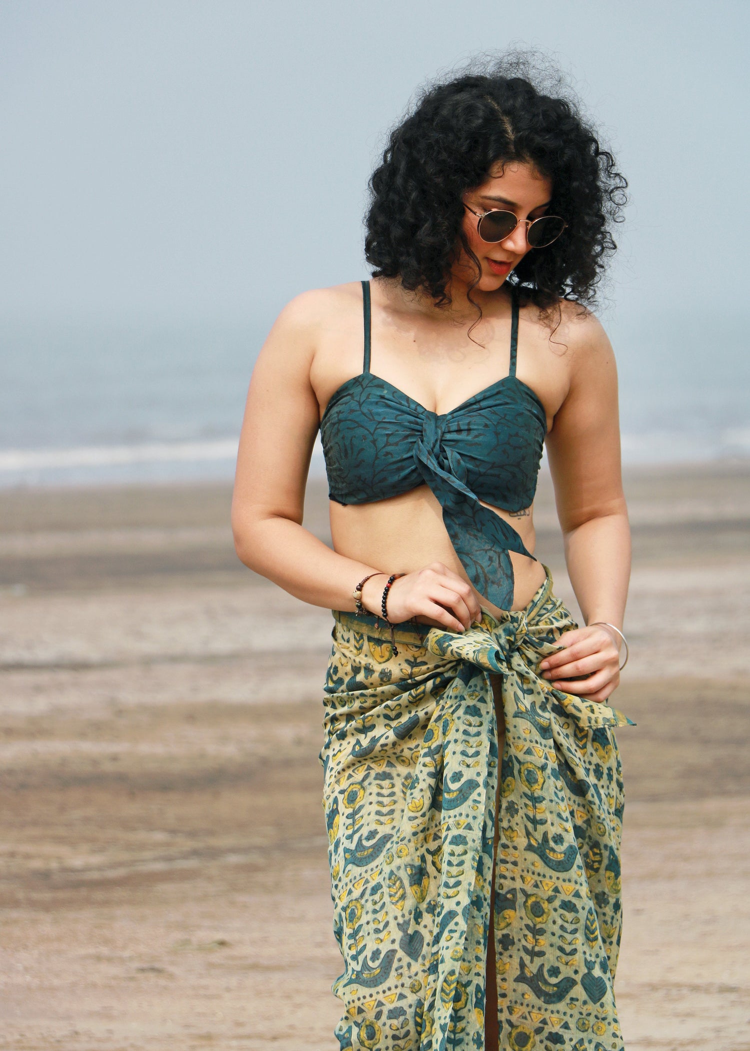 Zareen Ajrakh Silk Bra Top &amp; Sarong