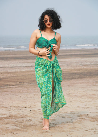 Zefir Ajrakh Silk Bra Top &amp; Sarong