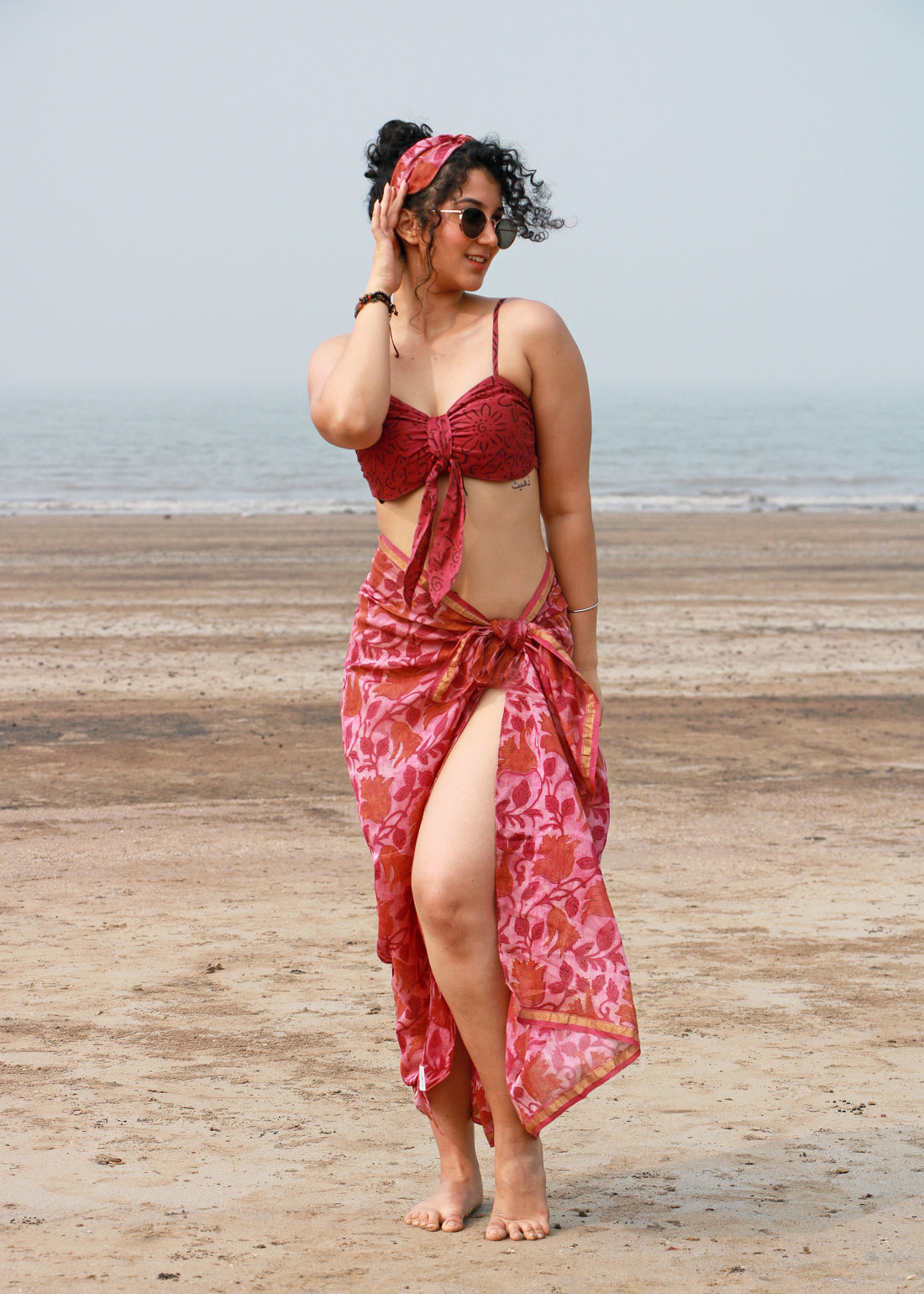 Sehba Ajrakh Silk Bra Top &amp; Sarong