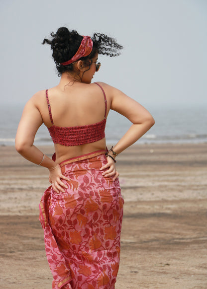Sehba Ajrakh Silk Bra Top &amp; Sarong