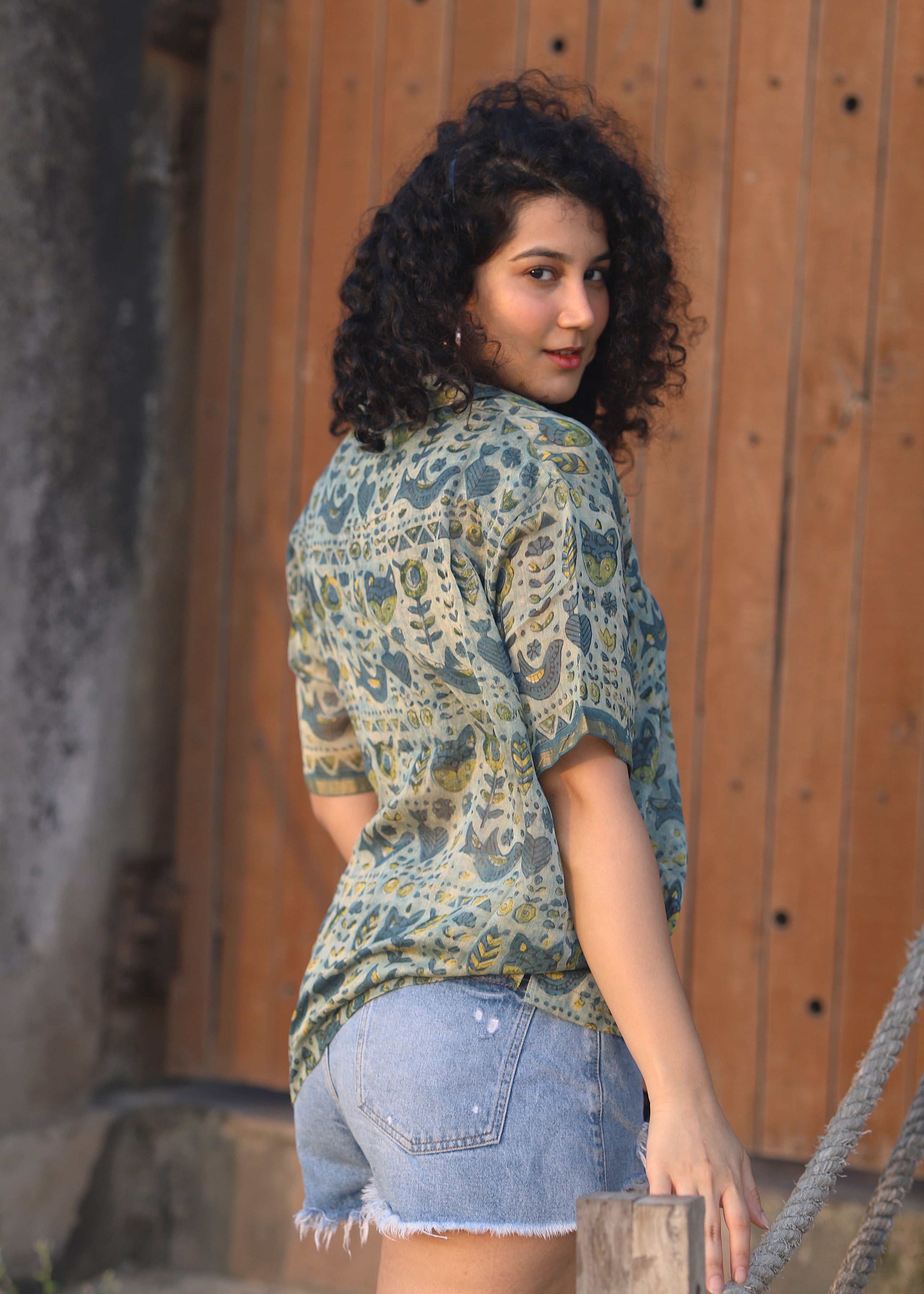 Zareen Ajrakh Silk Shirt