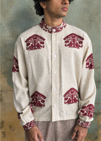 Silk Jacquard Bomber Shacket
